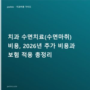 치과 수면치료(수면마취) 비용, 2026년 추가 비용과 보험 적용 총정리