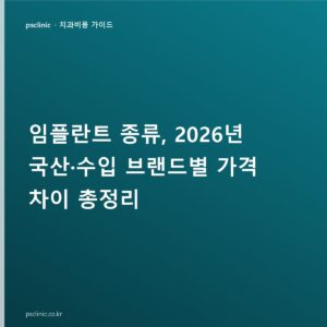 임플란트 종류, 2026년 국산·수입 브랜드별 가격 차이 총정리